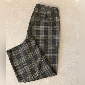 NWT Banana Republic Gray Plaid High Rise Wide Leg Crop Pants, Sz 16L